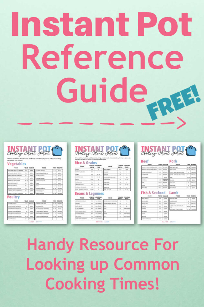 Free Printable Instant Pot Cheat Sheet Printable Templates