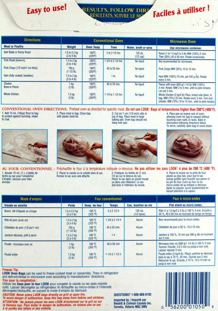 Reynolds Oven Bags Cooking Chart Best Picture Of Chart Anyimage Org