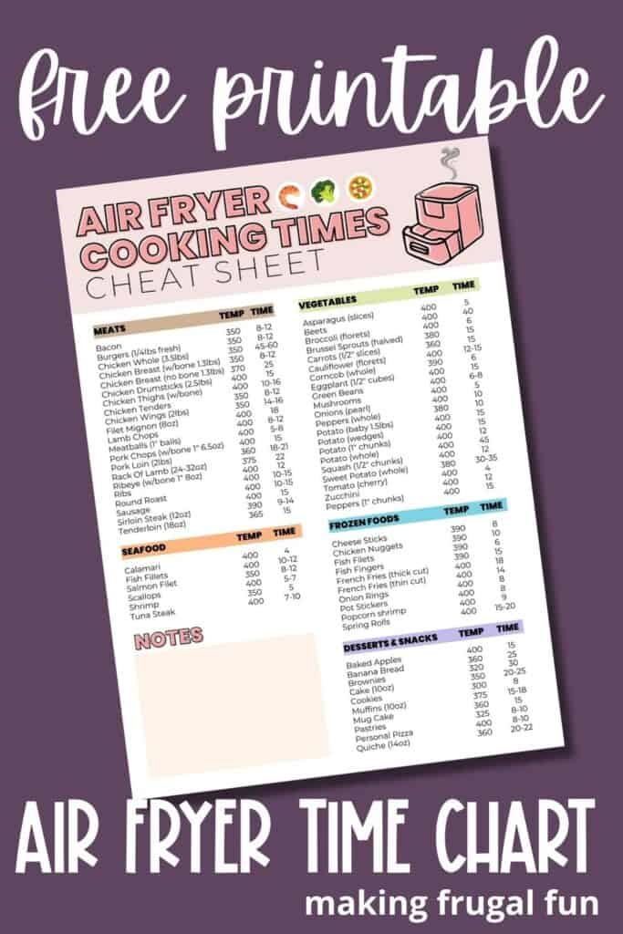 Air Fryer Cooking Times The Complete Guide Free Printable Download 